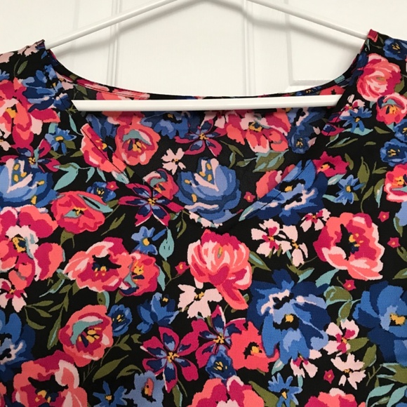 ONLY Floral Long Sleeve Top Blouse XL Blue Pink Green Patterned - Picture 7 of 14